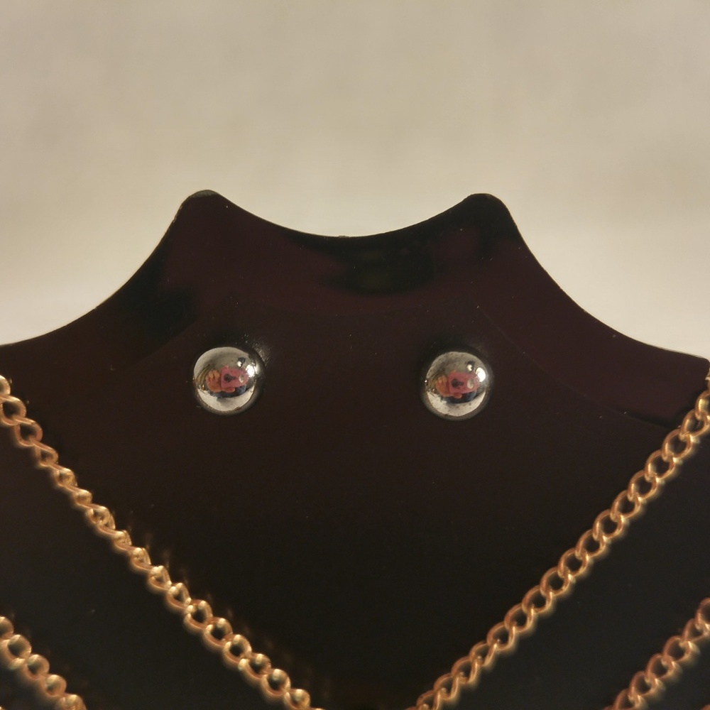 Necklace earring set gold silver layered bar wire - Picture 2 of 4